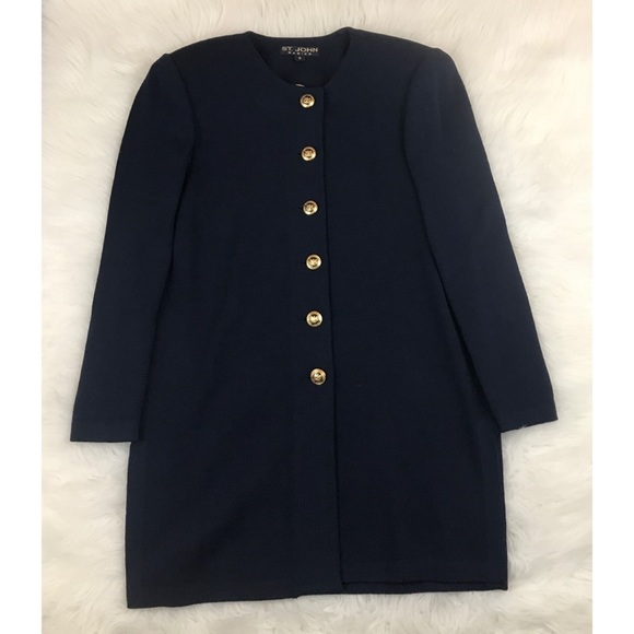 St. John Jackets & Blazers - St. John Dark Blue Santana Knit Jacket